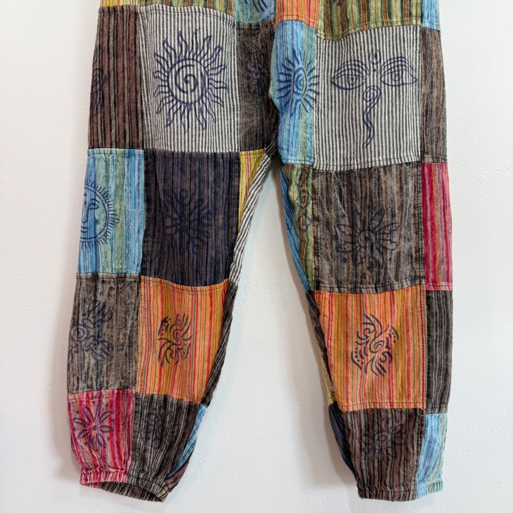 Rising International Patchwork Cotton Pants Sz‎ 6 Boho Hippie Festival Joggers - Picture 8 of 12